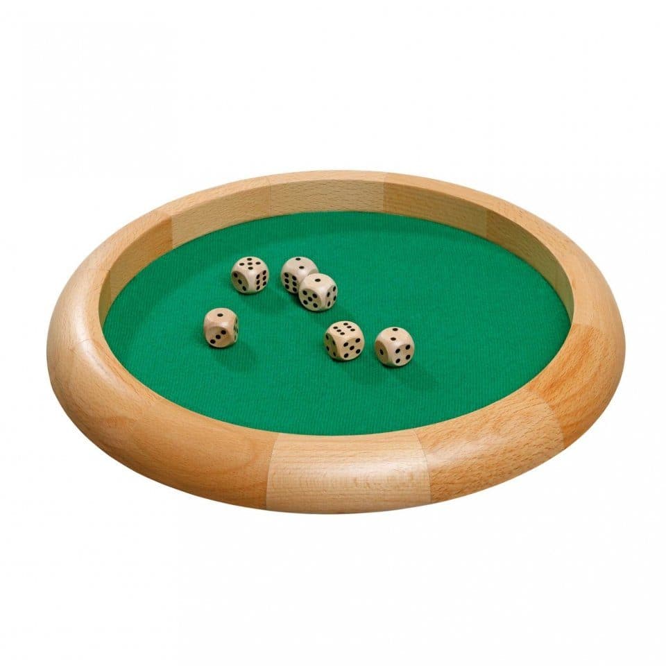 Philos Würfelbrett 30 cm mit 6 Würfeln Holz Filz