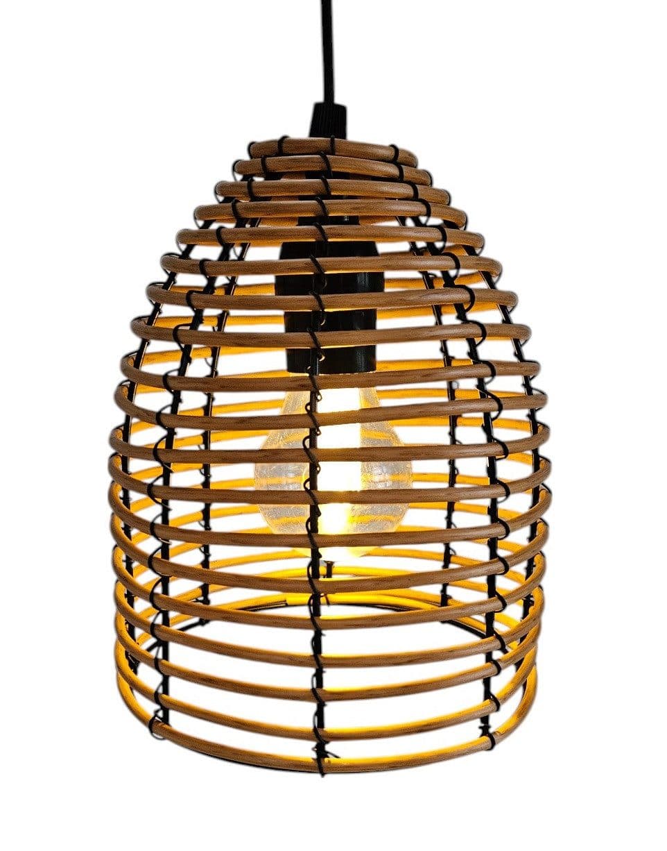 Meinposten Hängeleuchte LED Rattan Optik Außen Innenbereich 18x16 cm Gartenbeleuchtung - Bild 2
