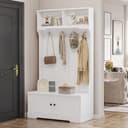 Merax Garderoben-Set Weiß 3-in-1 mit Schuhschrank und Haken Bild 2
