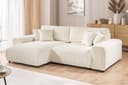S-Style Möbel Ecksofa Mollis mit Schlaffunktion und Bettkasten Plüschcord Beige Bild 2