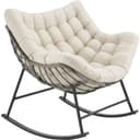 TECTAKE Schaukelstuhl Tami Beige mit waschbarem Polster Bild 2