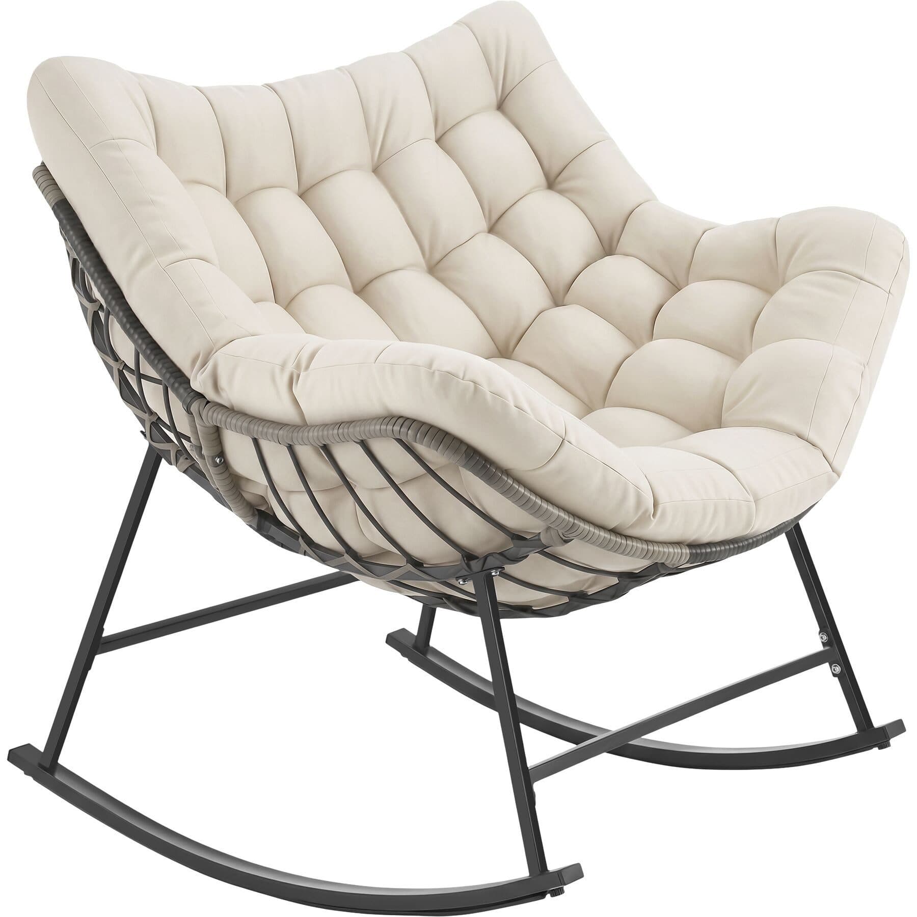 TECTAKE Schaukelstuhl Tami Beige mit waschbarem Polster - Bild 2