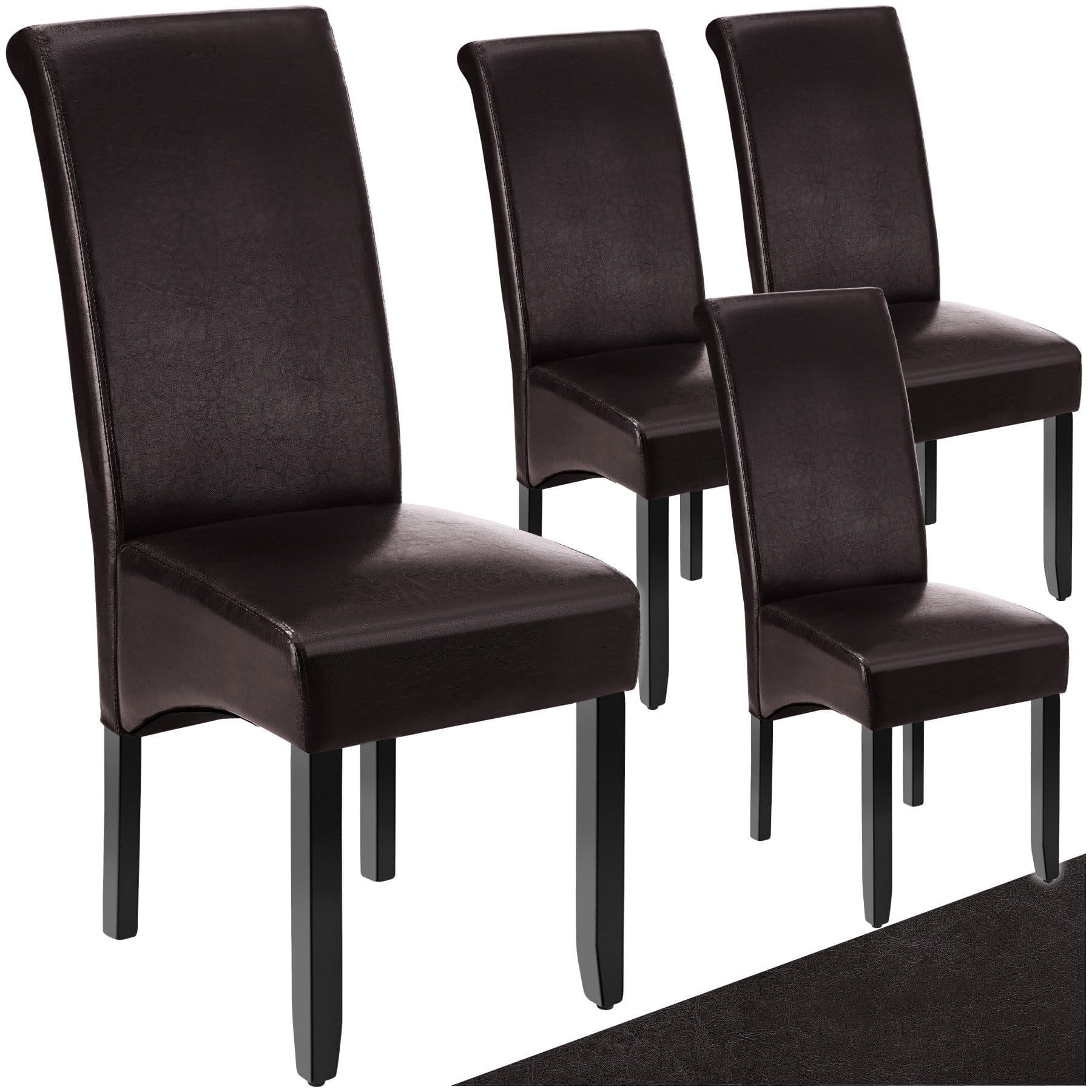 tectake Esszimmerstuhl Set 4 St. Ergonomisch Massivholz Braun Kunstleder - Bild 2