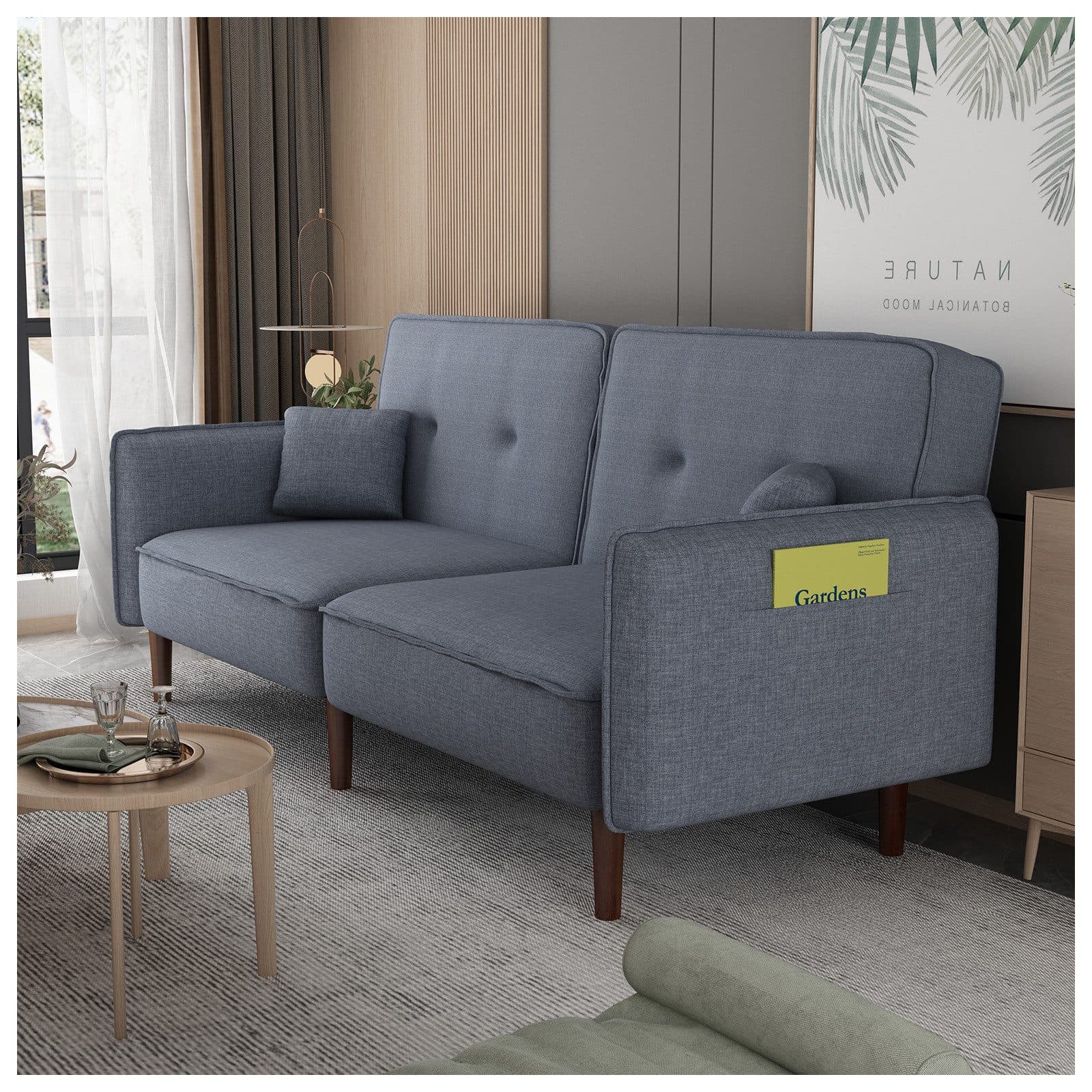 HTI-Living 2-Sitzer Funktionssofa Amrei Grau Schlafsofa mit Klick-Klack-Funktion