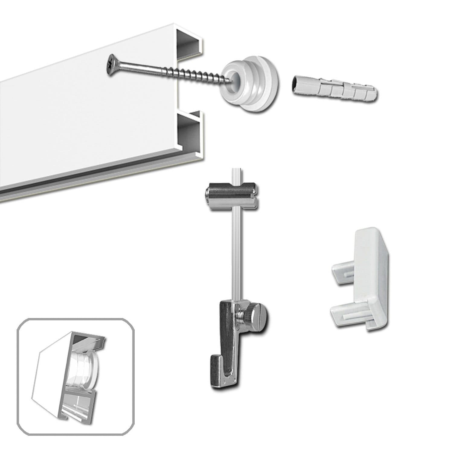 Neumann Bilderschienen-Set 3m mit Gleitern & Haken - Bild 2