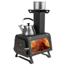 COSTWAY Feuerschale Holzkohle Outdoor BBQ Camping Holzofen Schwarz Bild 2