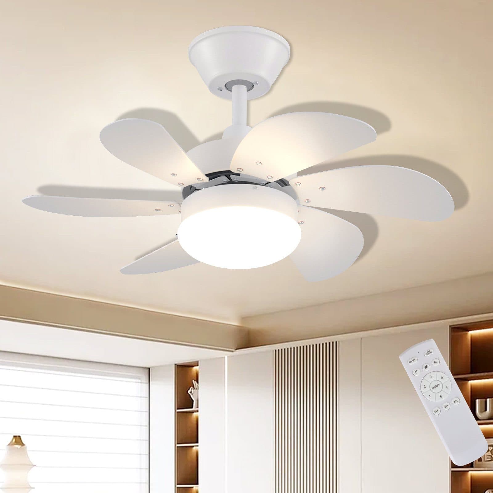 Nettlife Deckenventilator mit Beleuchtung & Fernbedienung, Weiß, 6 Flügel - Bild 2