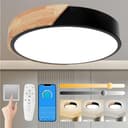 Ophy LED Deckenleuchte Modern Eiche Schwarz Dimmbar Fernbedienung Bild 2