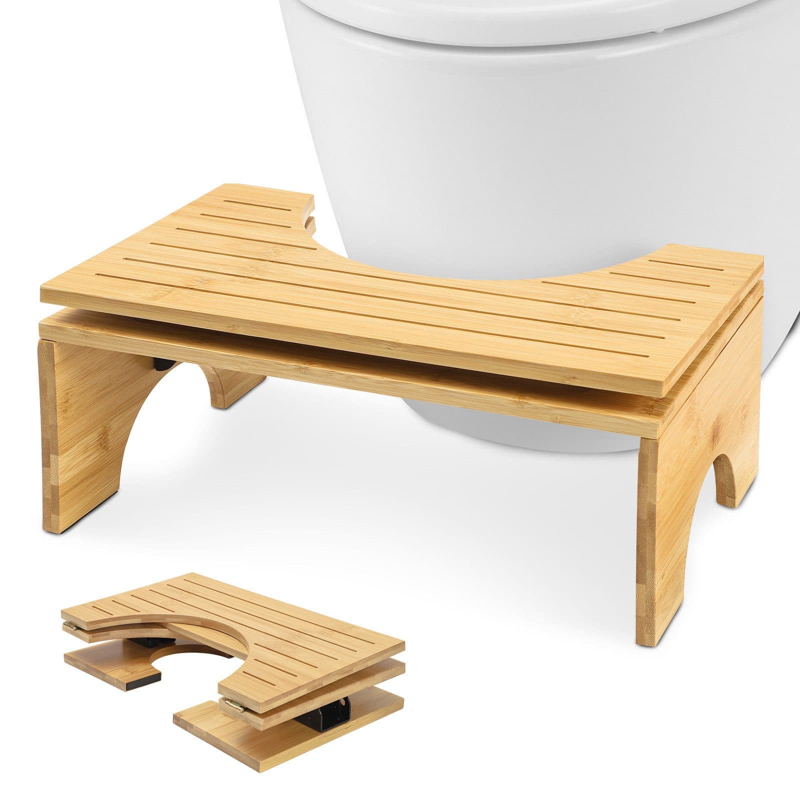 JOYOLEDER Bambus Fußhocker Klappbar Ergonomisch mit Neigungsverstellung - Bild 2