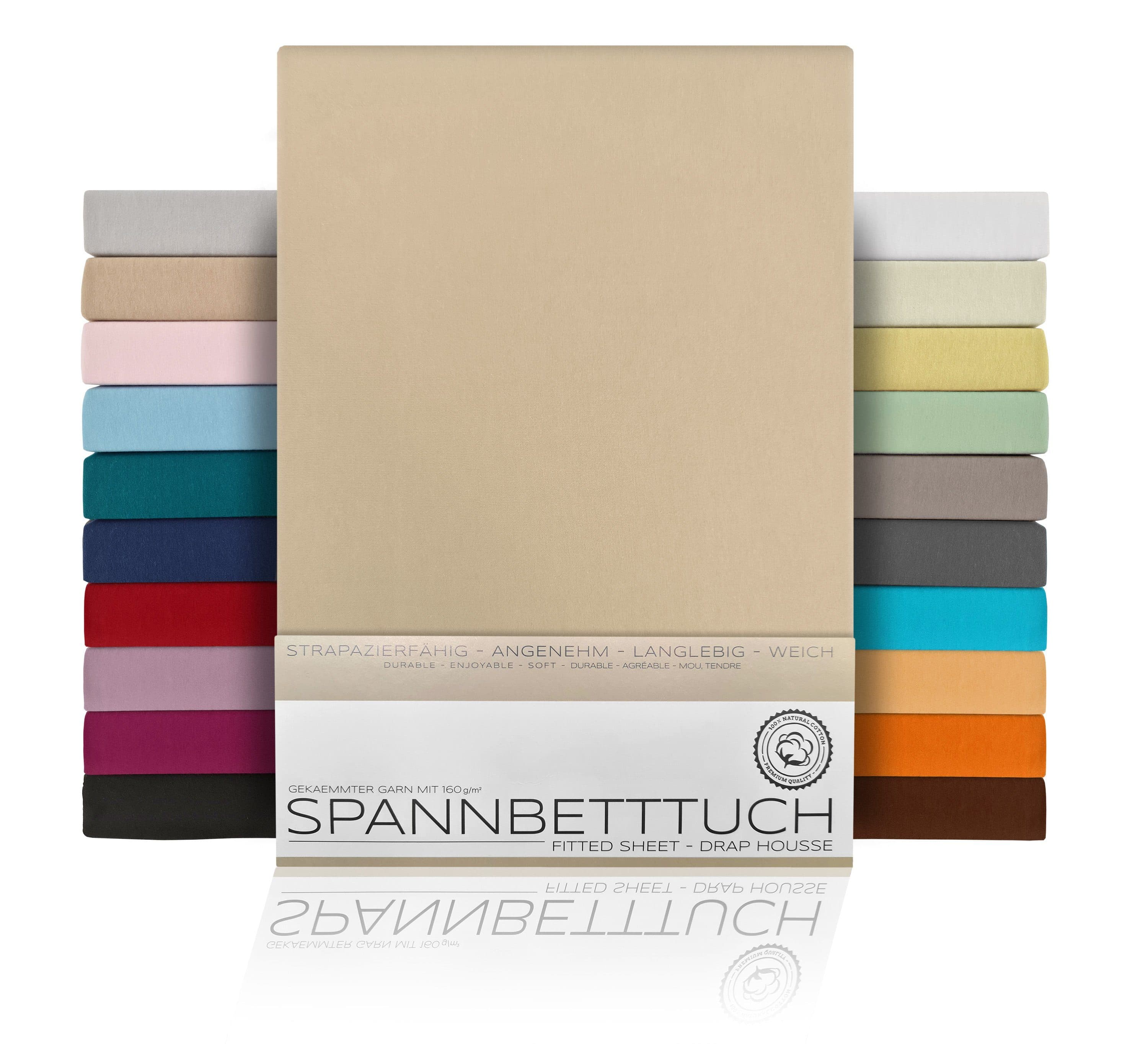 Beautex Spannbettlaken Jersey 160g/m² Gekämmte Baumwolle Rundumgummi - Bild 2