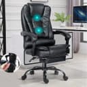 oyajia Bürostuhl Ergonomischer Chefsessel Massagefunktion Schwarz Bild 2