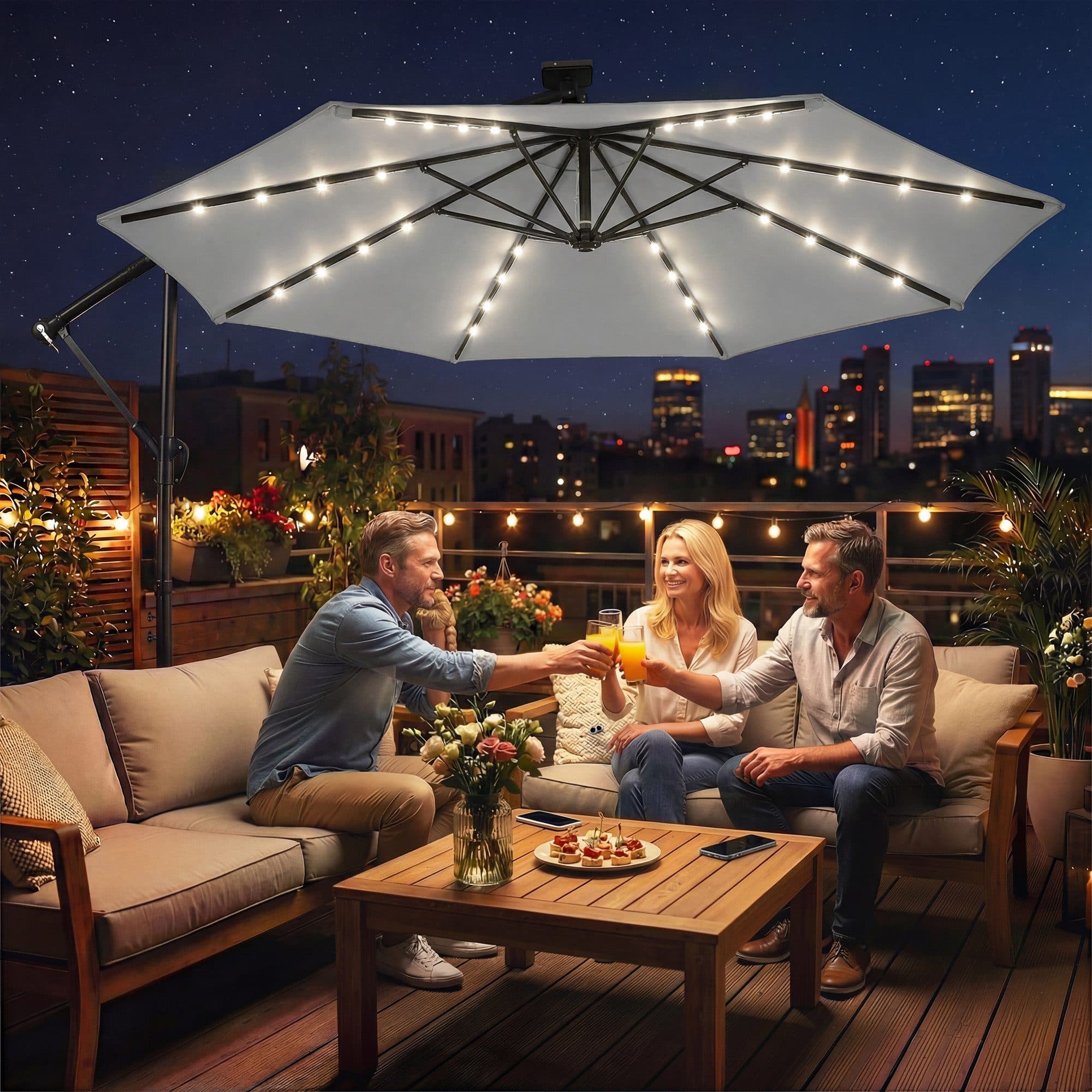 Outsunny Ampelschirm 360° Drehfunktion LED - Bild 2