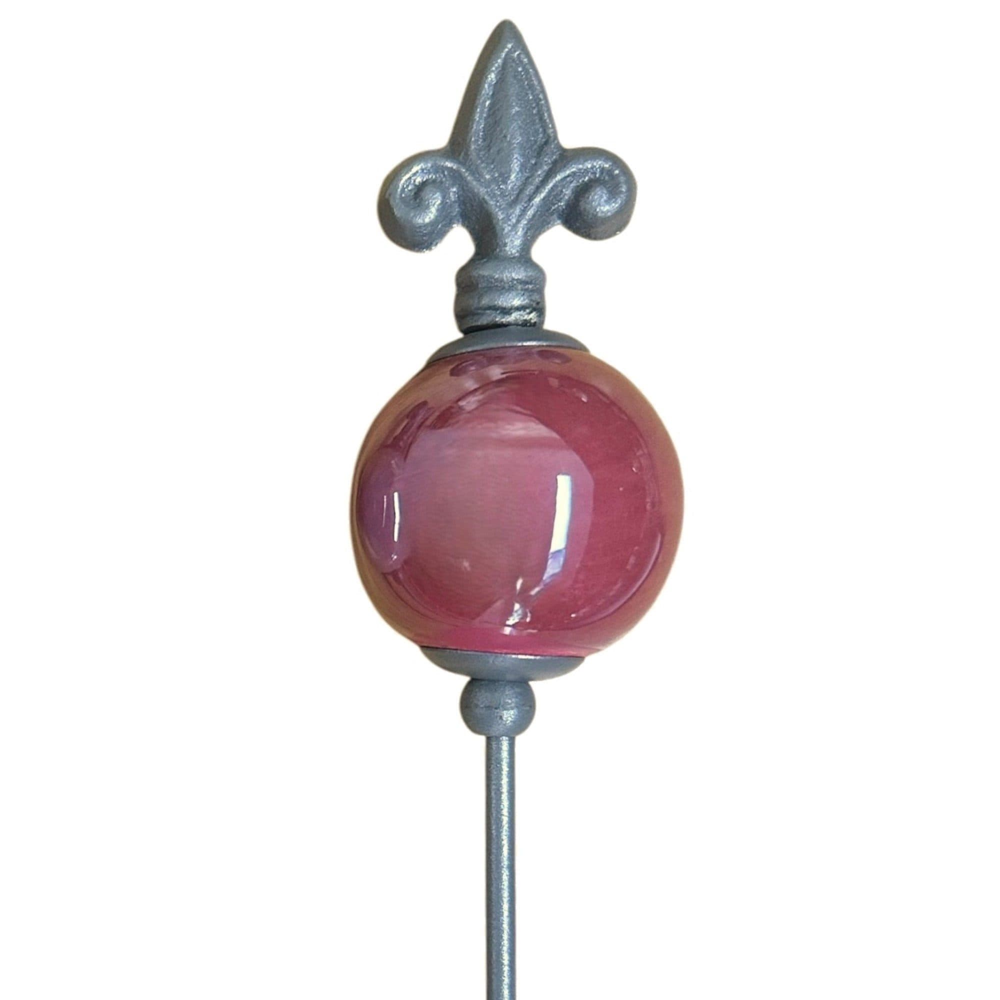 naninoa Gartenstecker Metall Grau Französische Lilie mit Keramikkugel - Bild 2