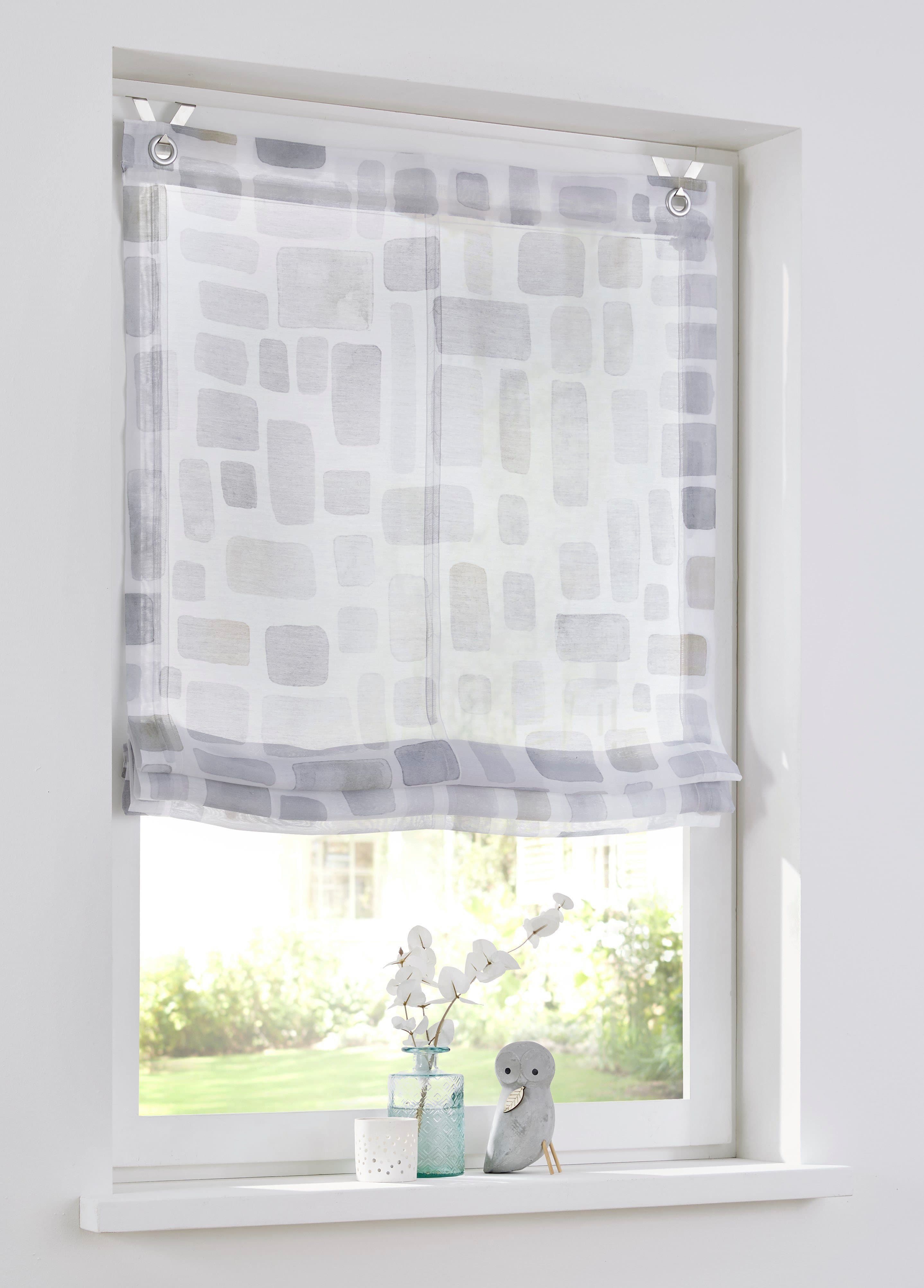 HEINE HOME Raffrollo KUTTI Glen Aquarell Grau Beige Taupe - Bild 2