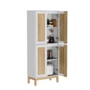 UEV Hochschrank 4 Türen Schwarz/Natur Holzwerkstoff Bild 2