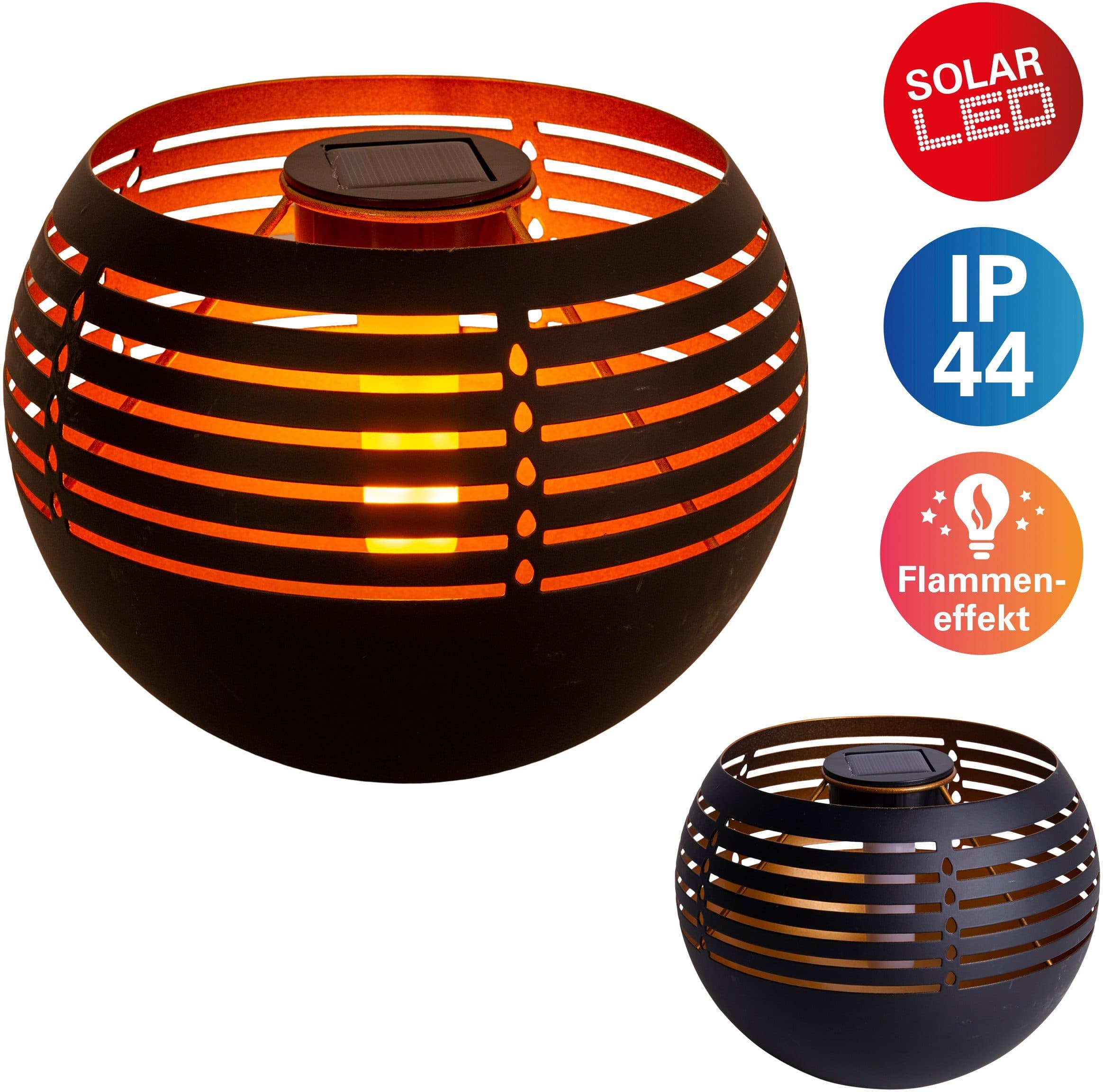 NÄVE Solar-Tischleuchte LED Schwarz/Gold Außenbereich - Bild 2