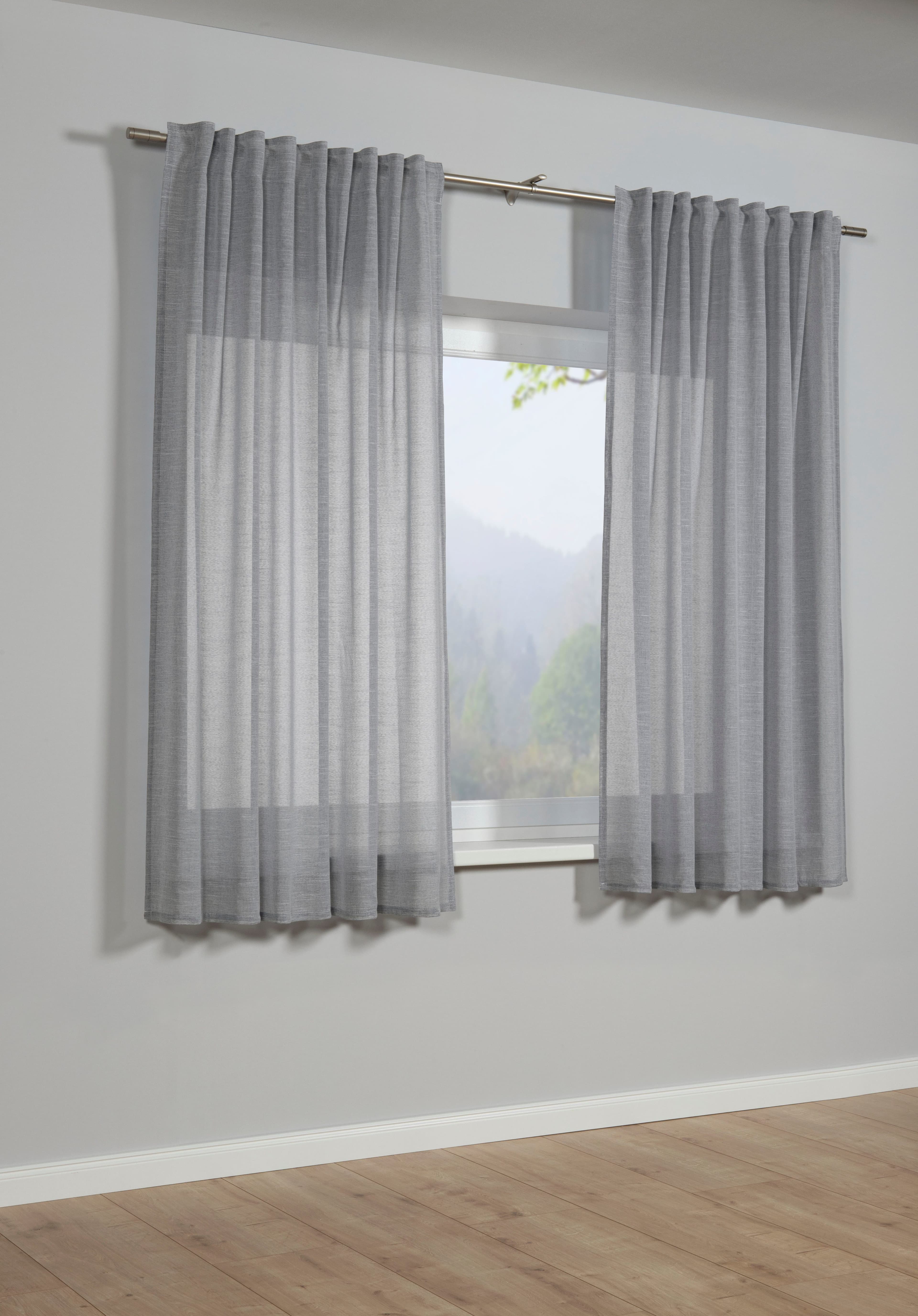 SEHLBACH Gardine Grau Leinenoptik mit verdeckten Schlaufen - Bild 2