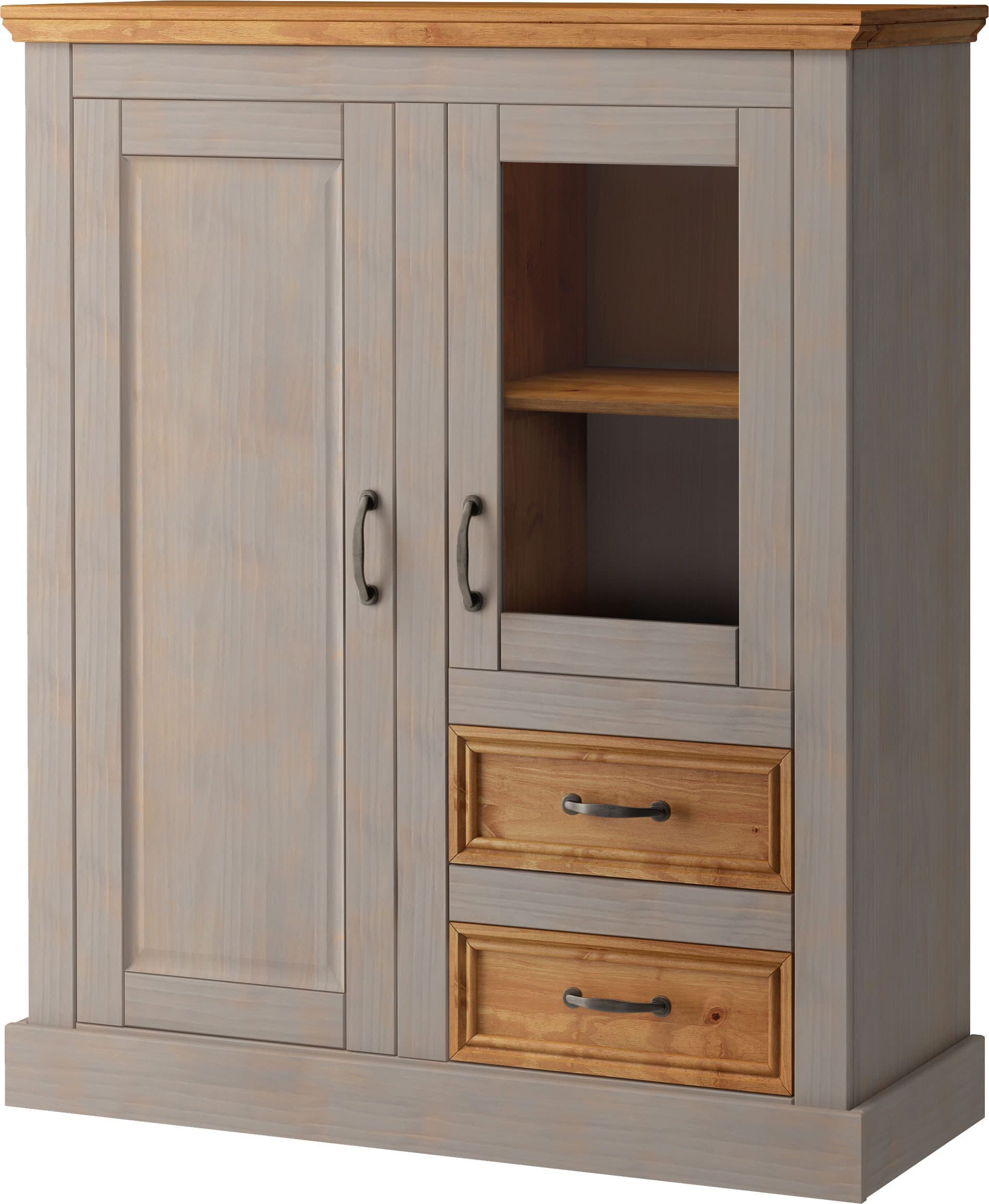 OTTO HOME Selma Highboard Grau Beize Landhausstil Kiefer - Bild 2