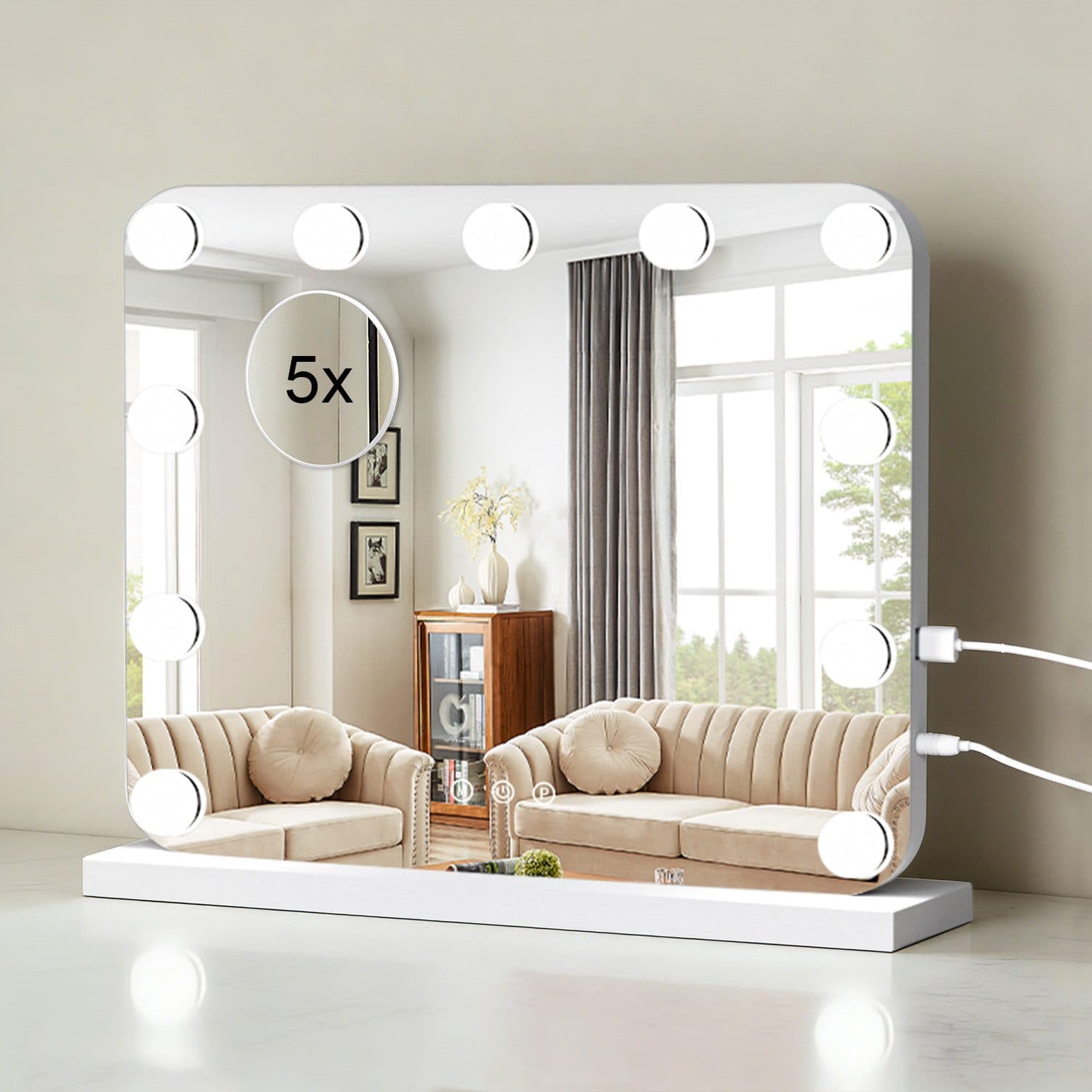 JDONG Schminkspiegel mit LED-Beleuchtung und USB-Anschluss - Bild 2