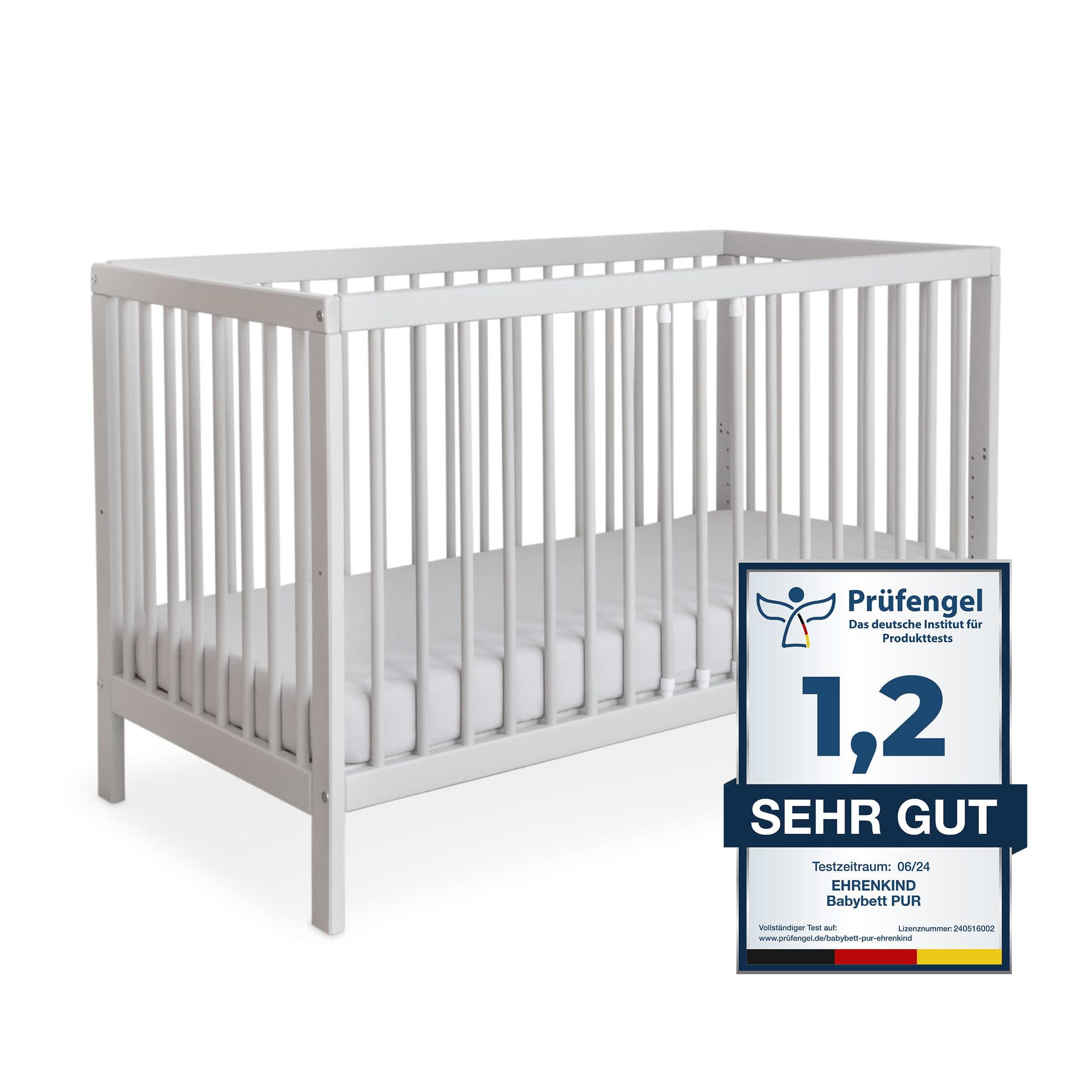 Ehrenkind Babybett PUR Massivholz Weiß Höhenverstellbar - Bild 2