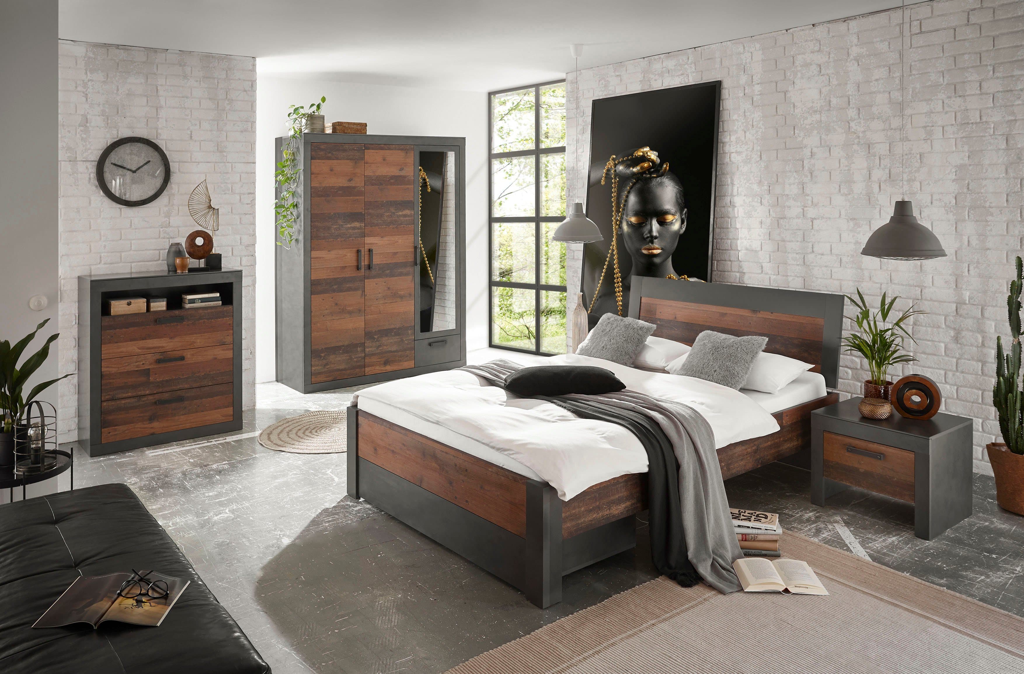 Home affaire Schlafzimmer-Set Brooklyn 5-tlg. Bett mit Holzkopfteil - Bild 2