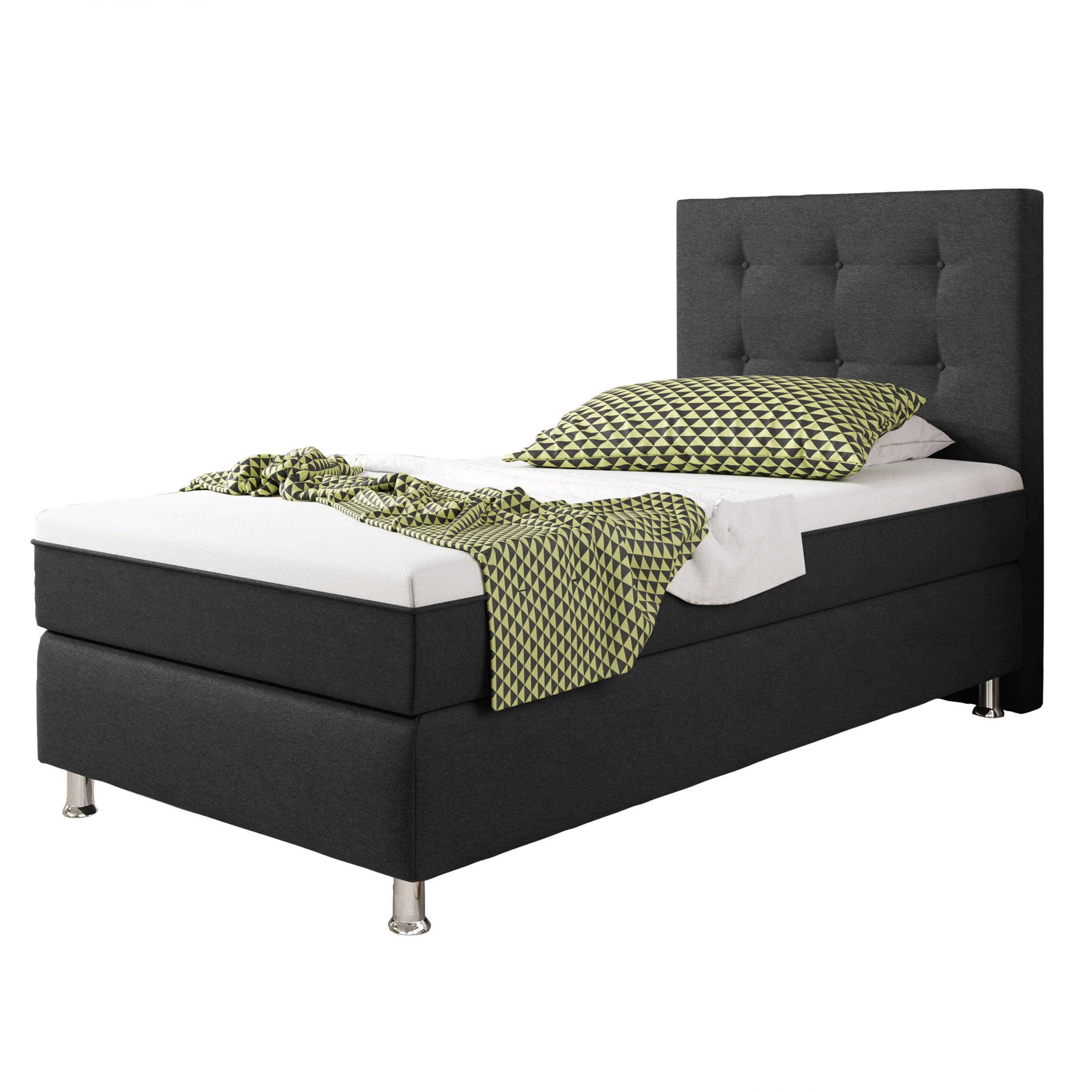 inter Boxspringbett Köln Plus Webstoff Anthrazit mit Topper-Optik - Bild 2