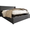Flieks Funktionsbett Cozy Polsterbett Grau Leinen Stauraum Bild 2