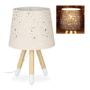 relaxdays Nachttischlampe Kinderzimmer Sterne Rosa Holzbeine Bild 2