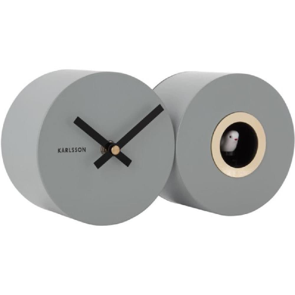 Karlsson Wanduhr Duo Cuckoo Matt Mouse Grey