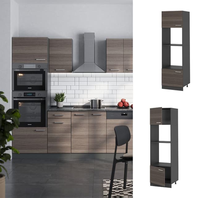 Vicco R-Line Mikrowellenumbauschrank Edelgrau/Anthrazit