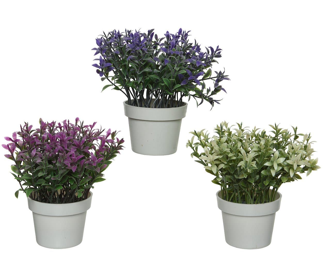 Kunstpflanze Decoris im Topf 15cm Grün Lila Weiß