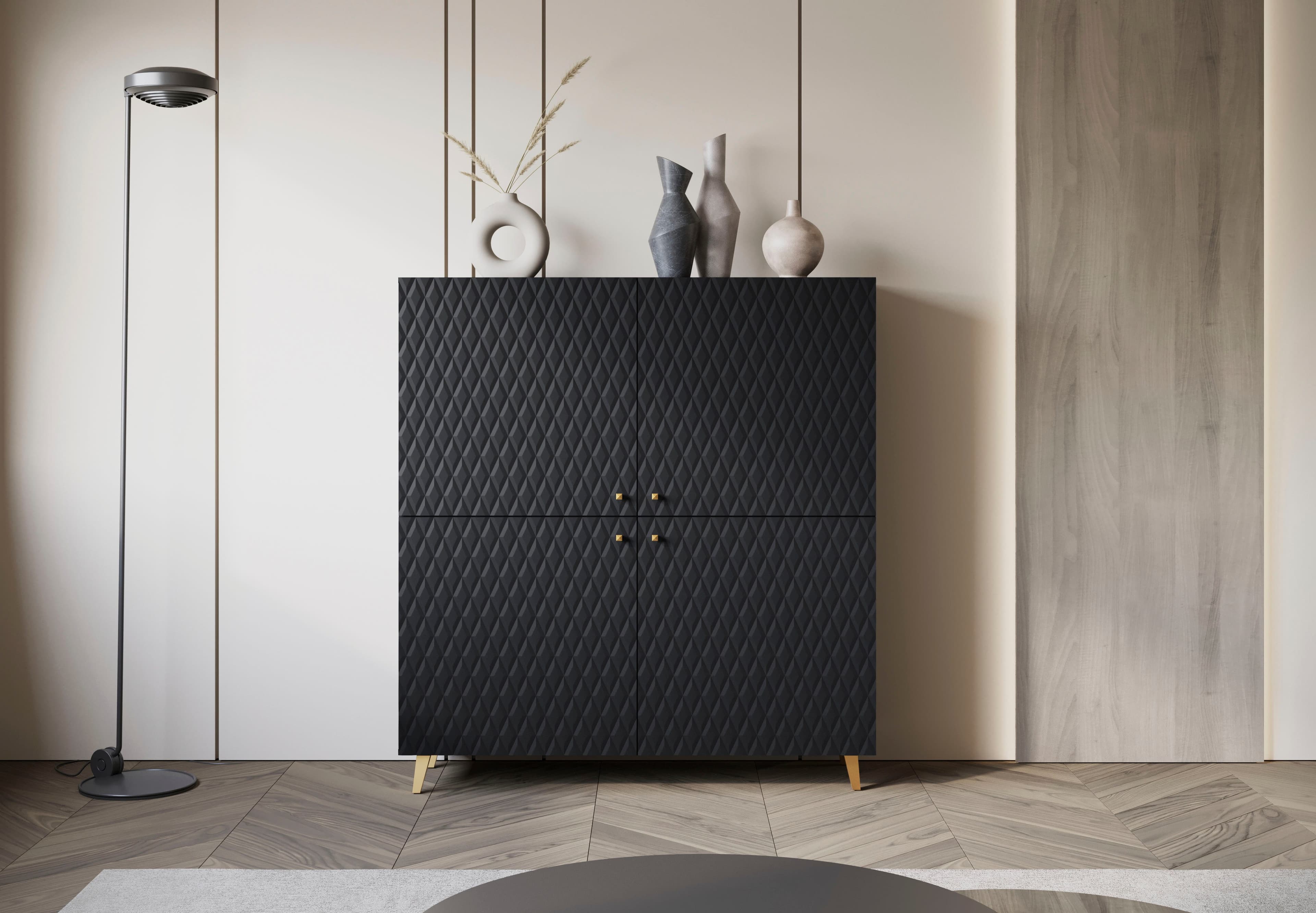 HOME AFFAIRE Highboard Phuket Schwarz/Gold Modern - Bild 2