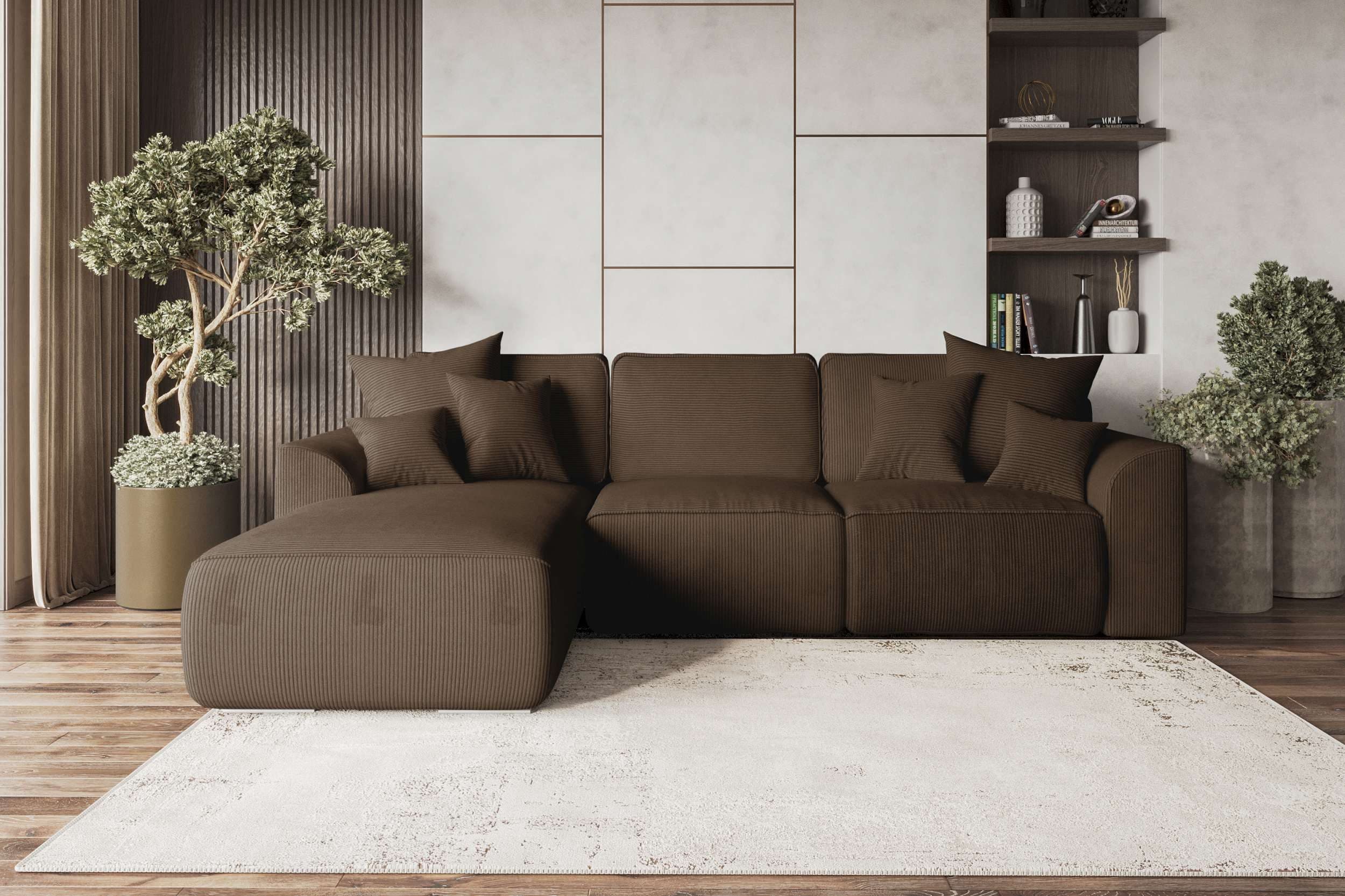 99rooms Ecksofa Gusto - L-Form Sofa mit Abnehmbaren Kissen und Cordstoffbezug