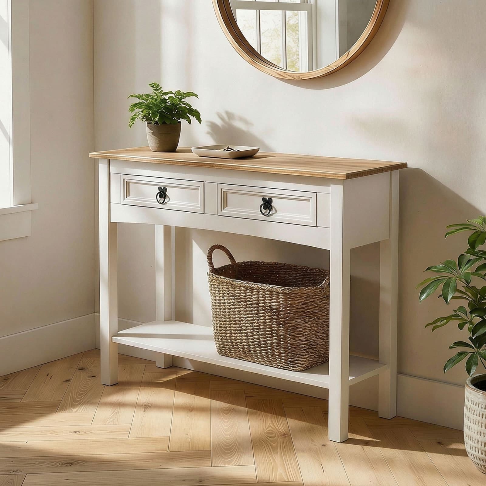 CARO-Möbel Konsolentisch CAMPO Kiefer massiv Mexiko Stil weiß/braun - Bild 2