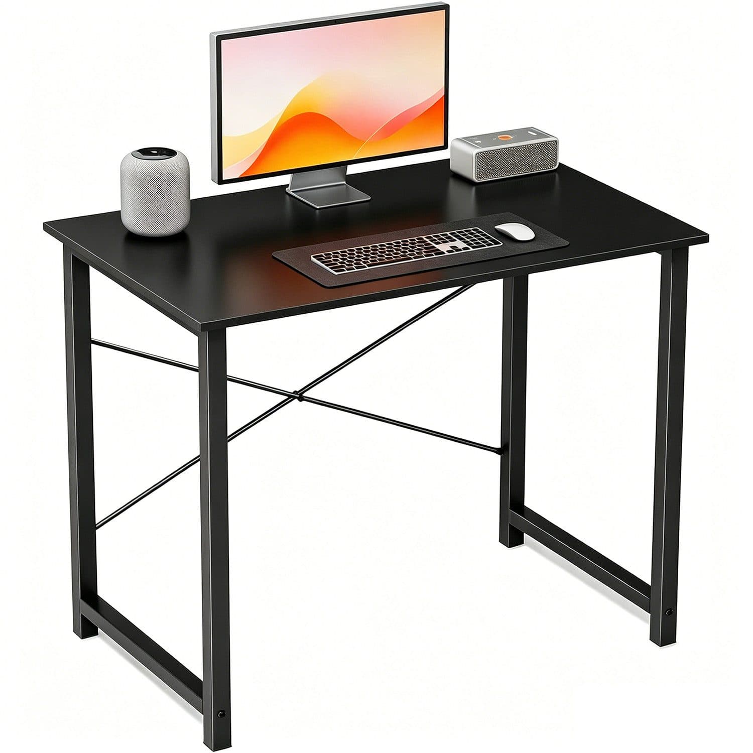 SURFOU Schreibtisch Schwarz mit Metallgestell - Bild 2