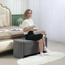 HOMCOM Sitzbank mit Stauraum Grau Teddy-Samt Bild 2