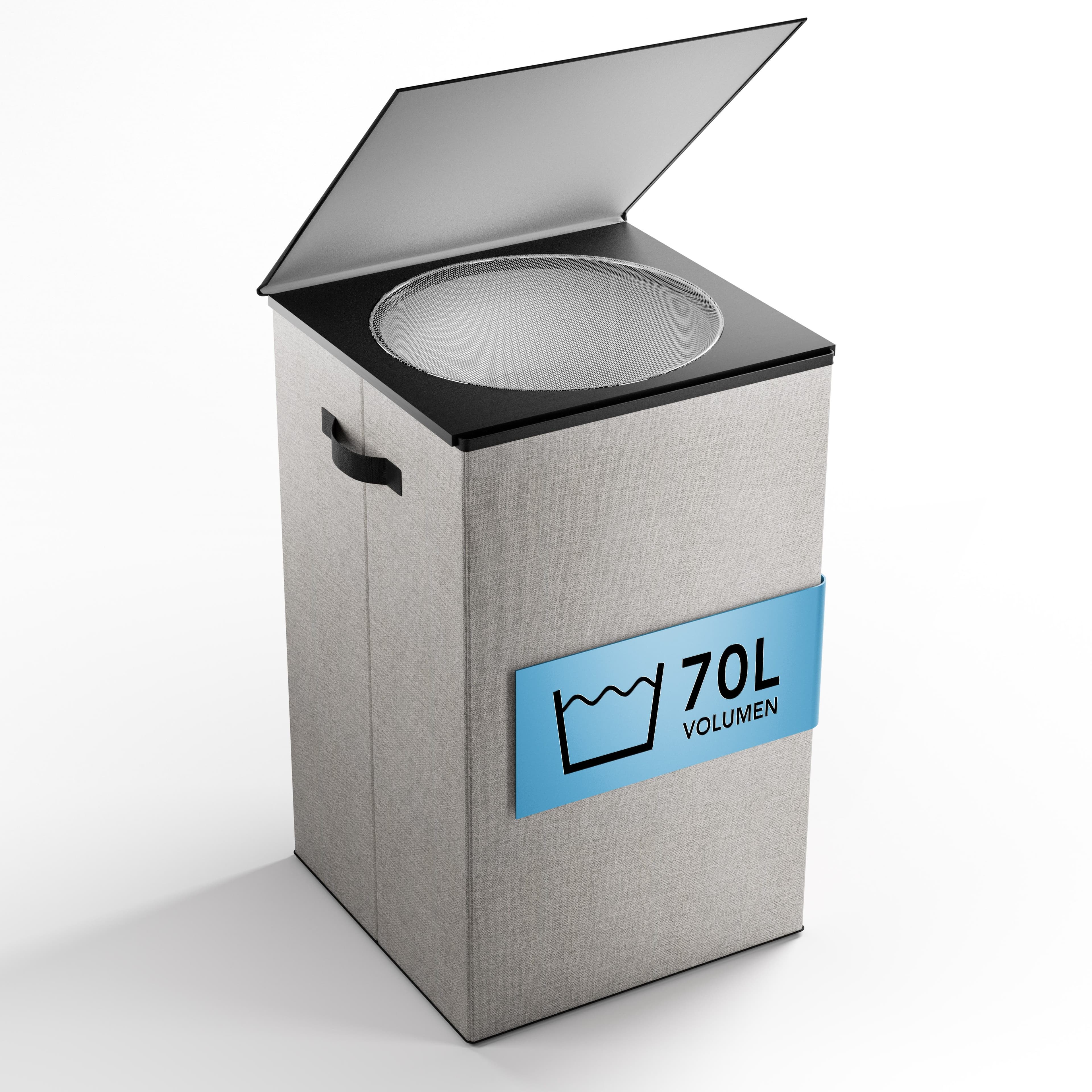 NewHabitat Wäschekorb mit Deckel 70L Grau - Bild 2