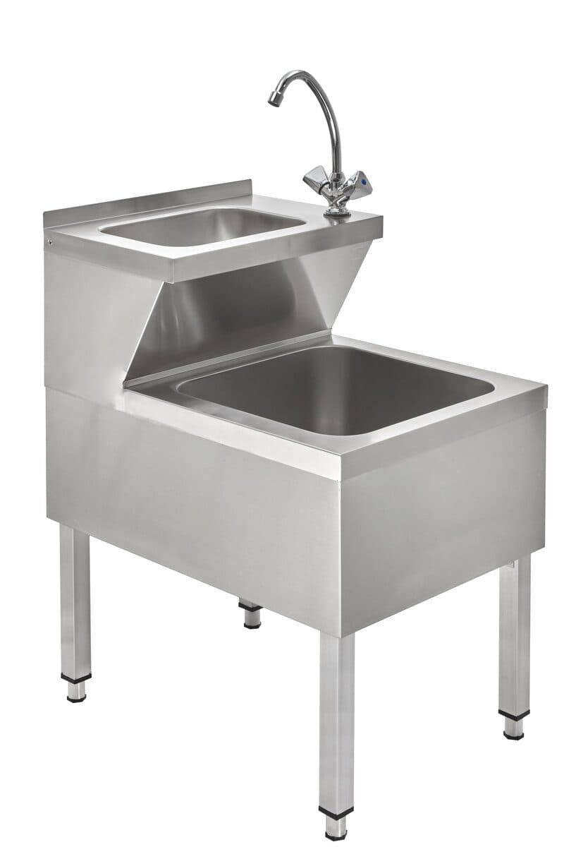 GastroHero Handwaschbecken mit Ausgussbecken und Mischbatterie - Edelstahl - Bild 2