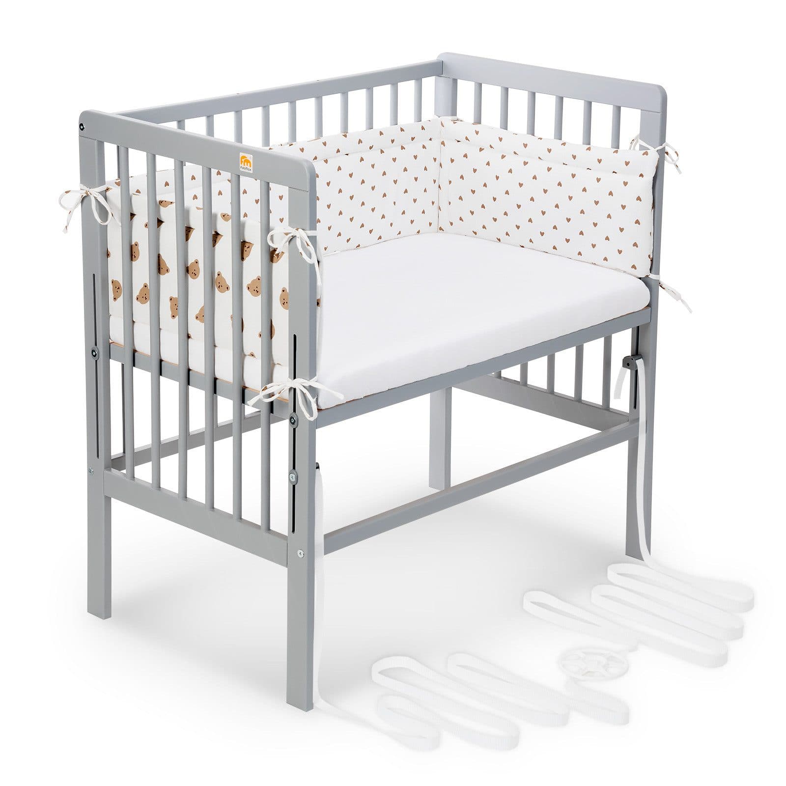 FabiMax Beistellbett Boxspring grau Buchenholz höhenverstellbar - Bild 2