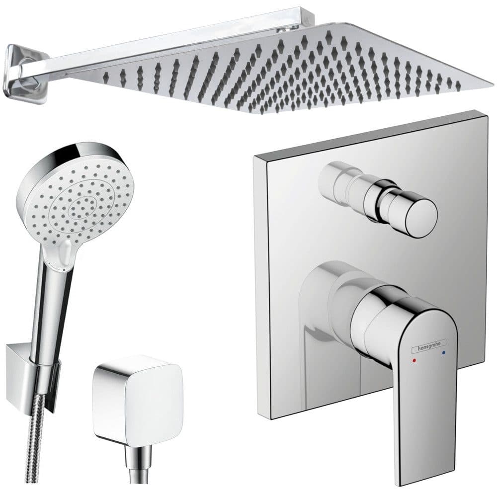 Hansgrohe & Jowi Duscharmatur Unterputz mit Kopfbrause Edelstahl