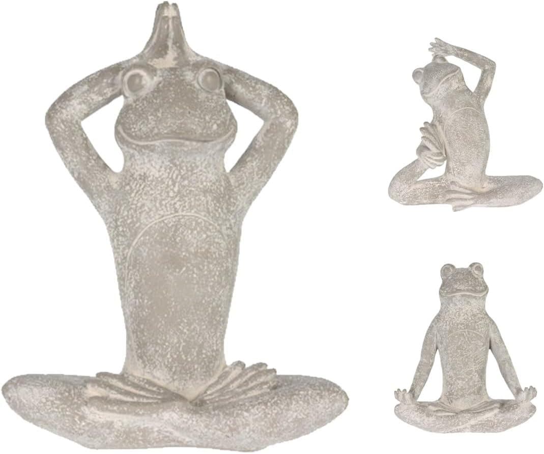 mucHome Dekofigur XL Yoga Frosch Grau Polyresin - Bild 2