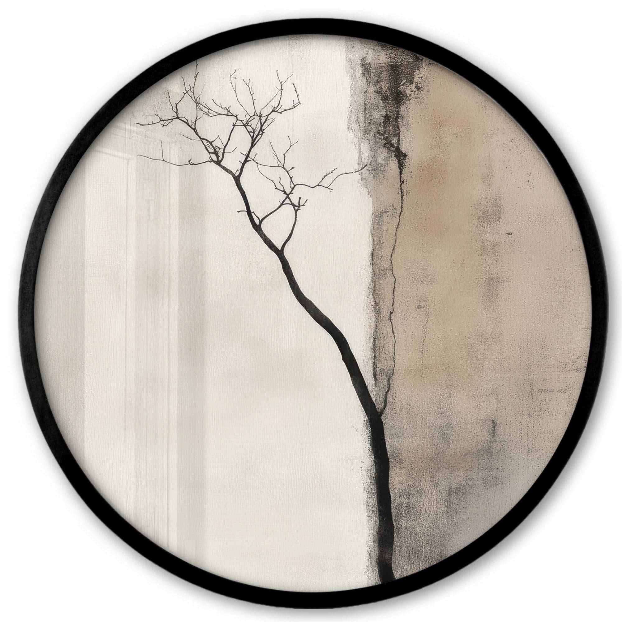 MuchoWow Poster Rund Wabi Sabi Pflanze Beige Schwarz Rahmen - Bild 2