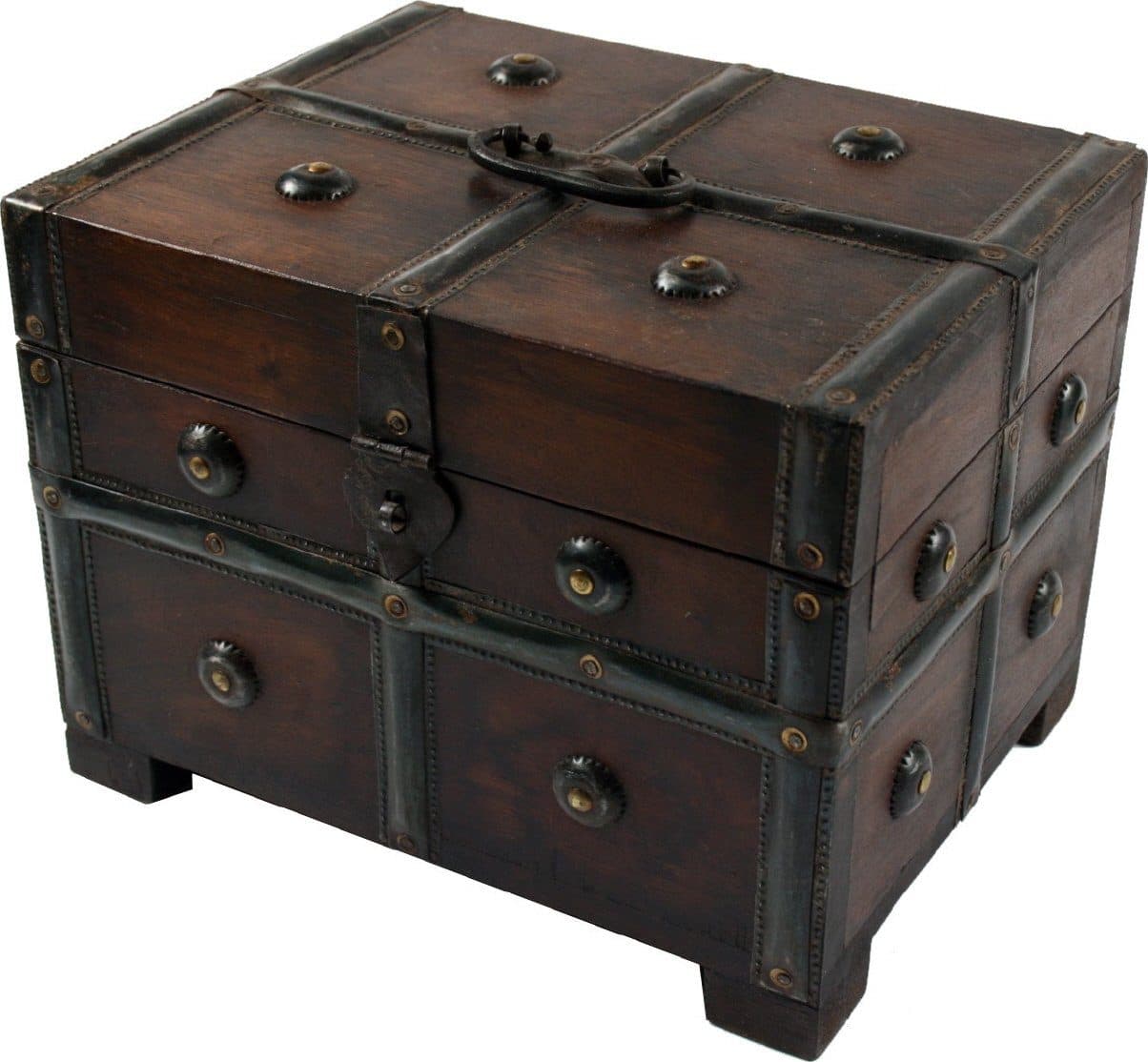 Guru-Shop Aufbewahrungsdose Kleine Schatztruhe Braun Holz - Bild 2
