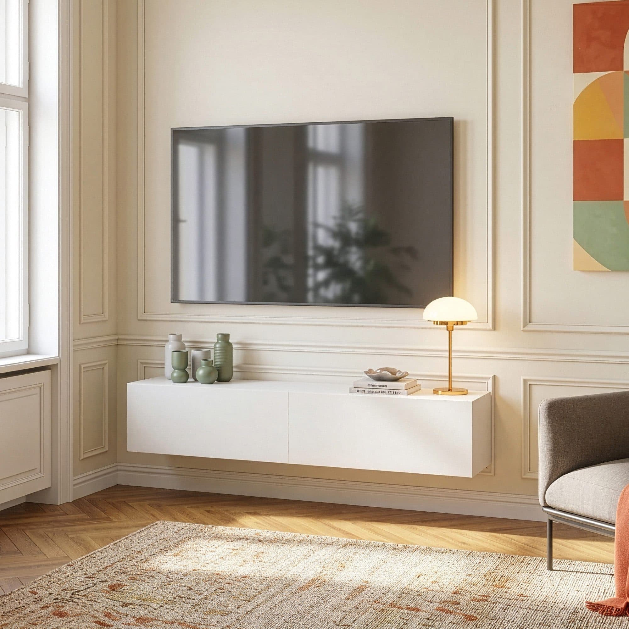 en.casa Hängeschrank Evaton Weiß Matt mit 2 Klappen - Bild 2
