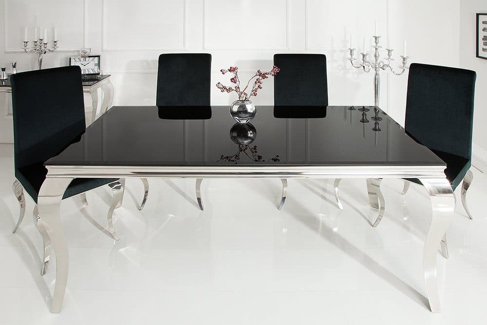riess-ambiente Esstisch MODERN BAROCK Schwarz Opalglas Edelstahl - Bild 2