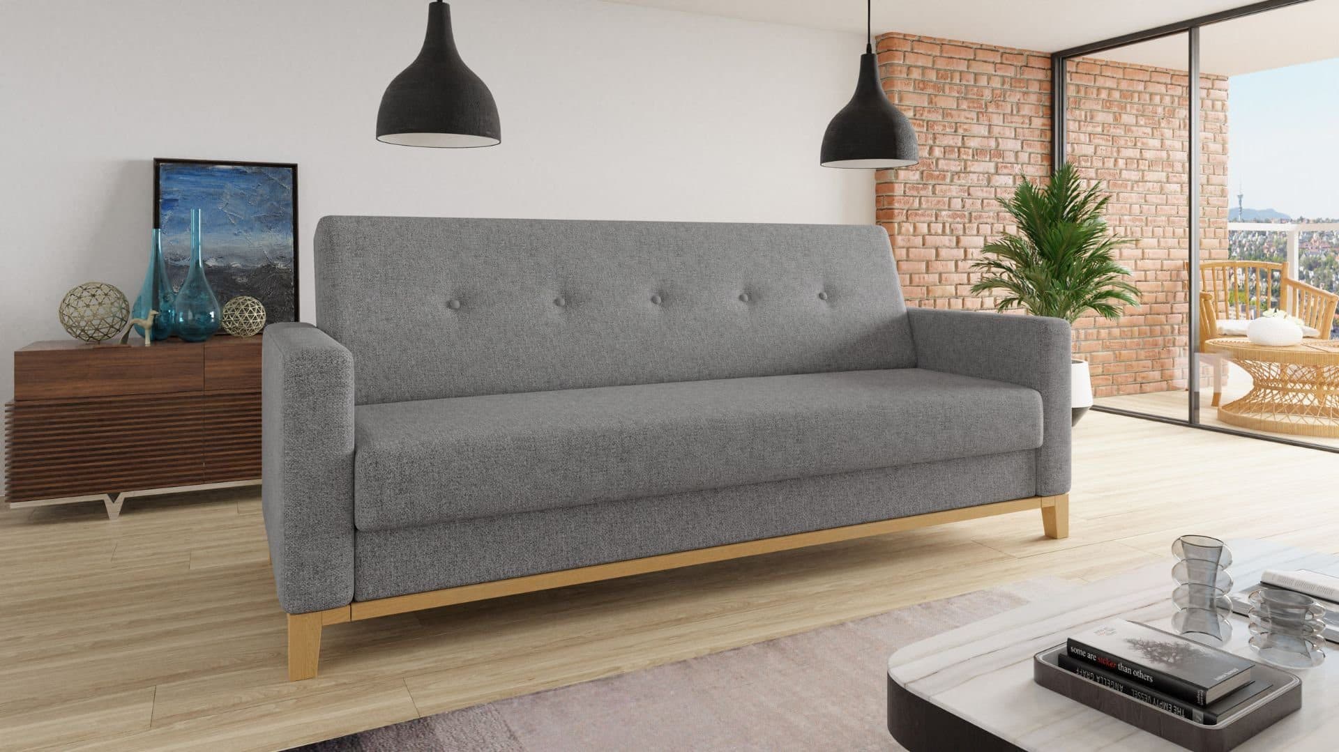 Sofnet Schlafsofa Wood Grau mit Schlaffunktion und Bettkasten - Bild 2
