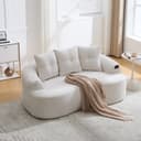 OKWISH Loungesofa 2-Sitzer Beige Chenille Tief Bild 2