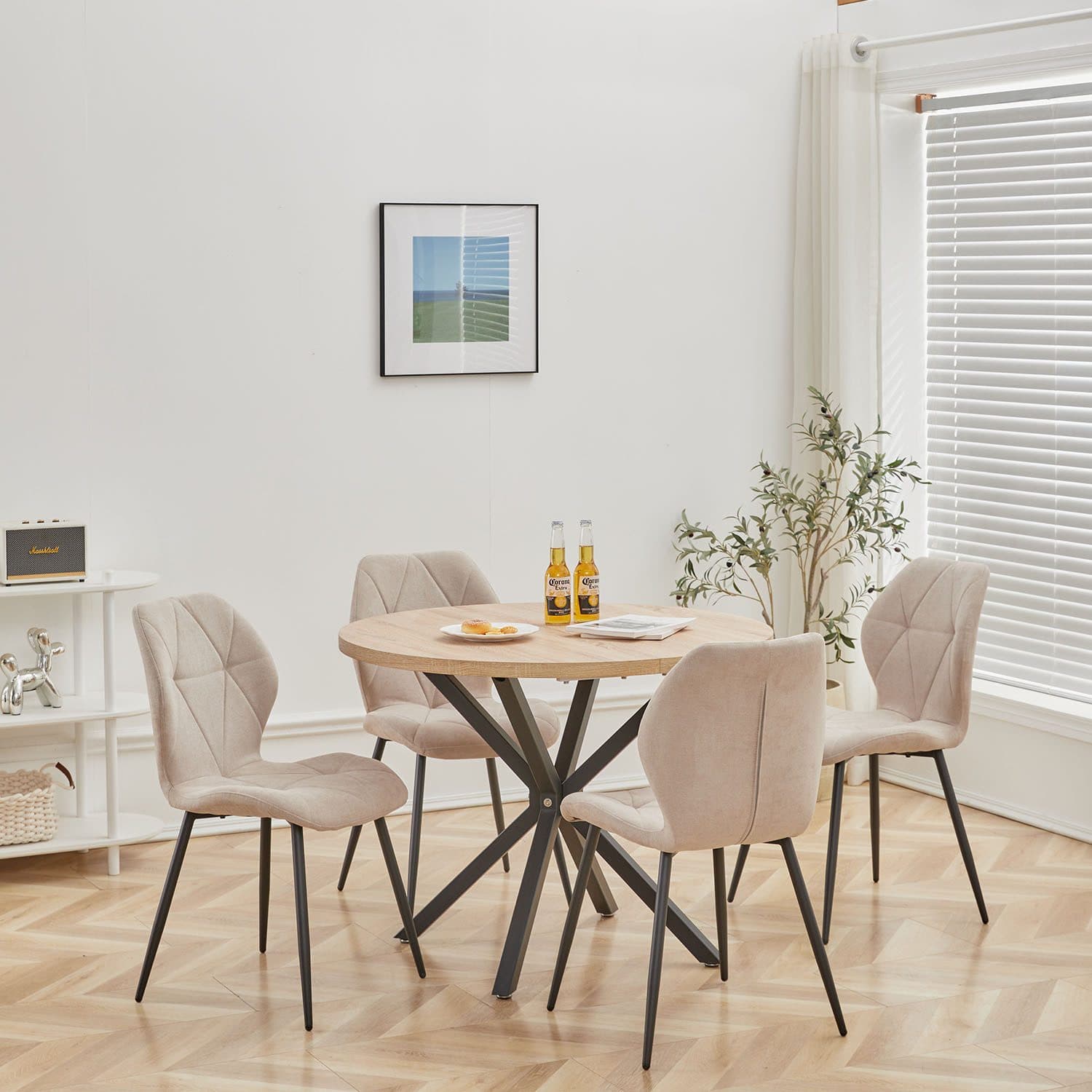 GrandCA HOME Essgruppe 5-tlg. Beige/Schwarz MDF Leinen - Bild 2