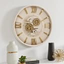 Samilito Wanduhr 60 cm Cremegold mit Beweglichen Zahnrädern Bild 2