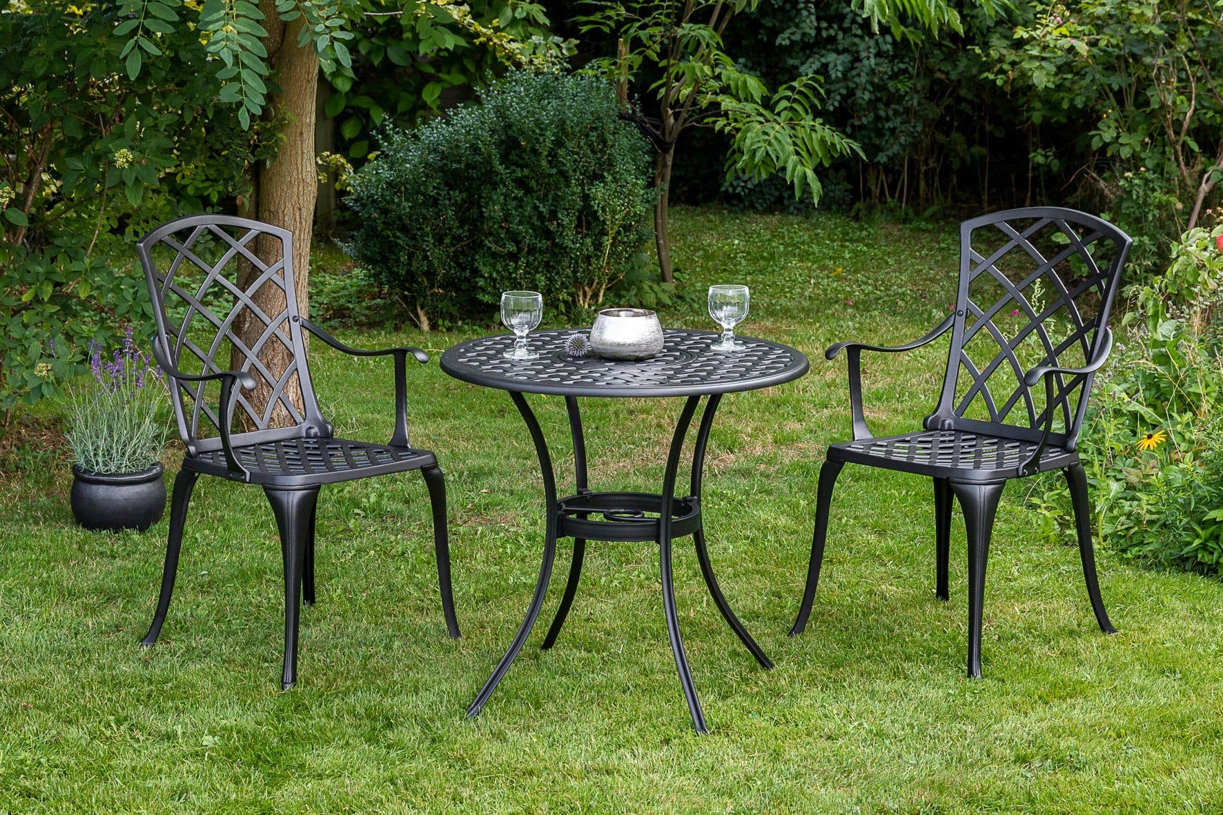 MERXX Garten-Essgruppe Rhodos 3-tlg. Grau Aluminiumguss